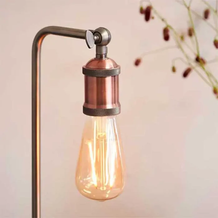 Adjustable copper table lamp