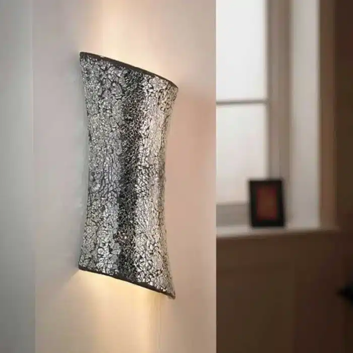 Silver Crazed Mosaic Effect Wall Light