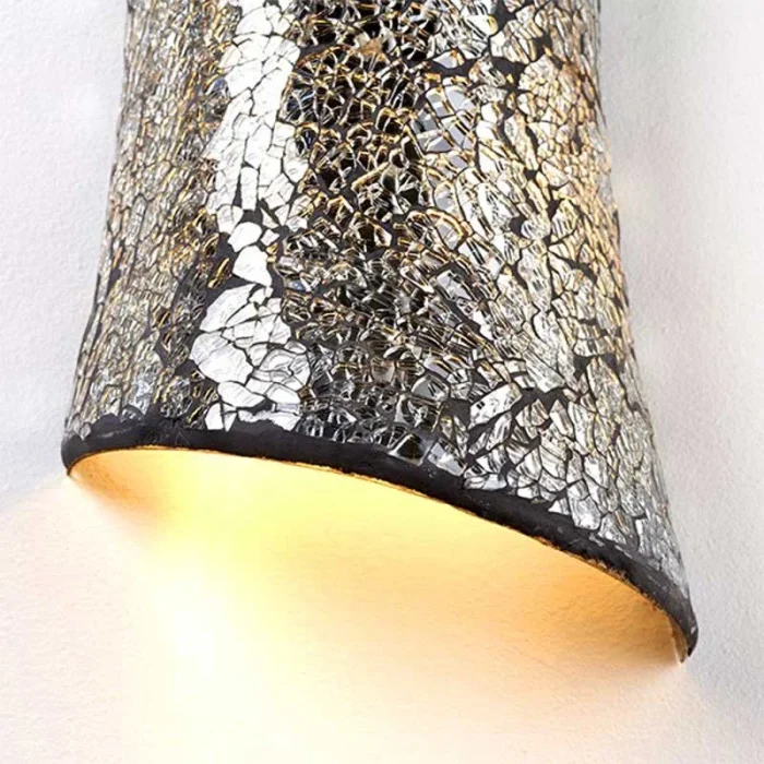 Silver Crazed Mosaic Effect Wall Light