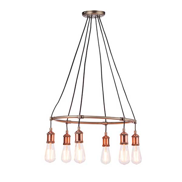 6 lights industrial pendant light