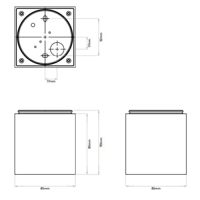 85MM Square Ceiling Light Black