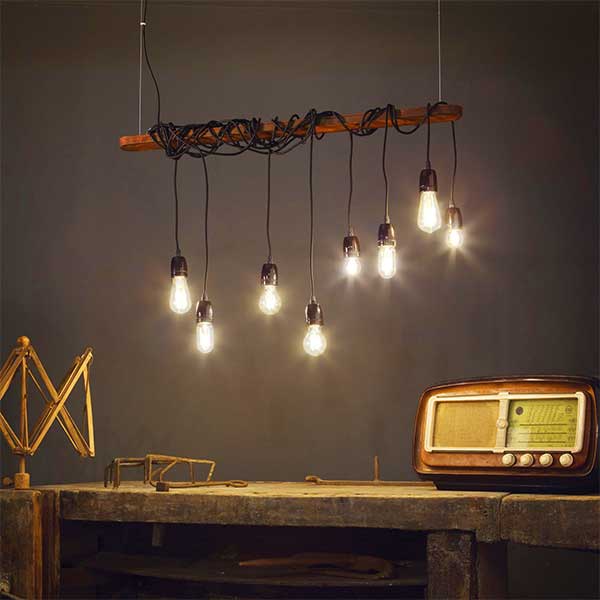 8 lights rustic cable set pendant light