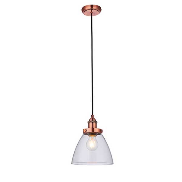 aged copper glass pendant light