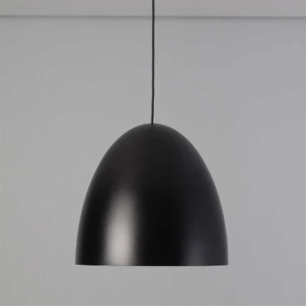 Adjustable height pendant light in black with gold interior finish