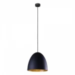 Adjustable height pendant light in black with gold interior finish