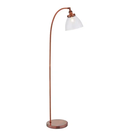 Floor lamp in aged copper finish with adjustable knuckle joint