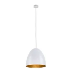 Adjustable height pendant light in white with a gold interior finish