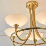 Antique Brass Chandelier Light With White Shades