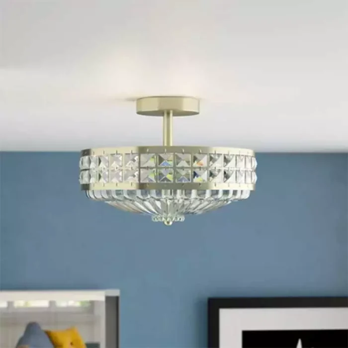 Antique Brass Crystal Beads Pendant Light