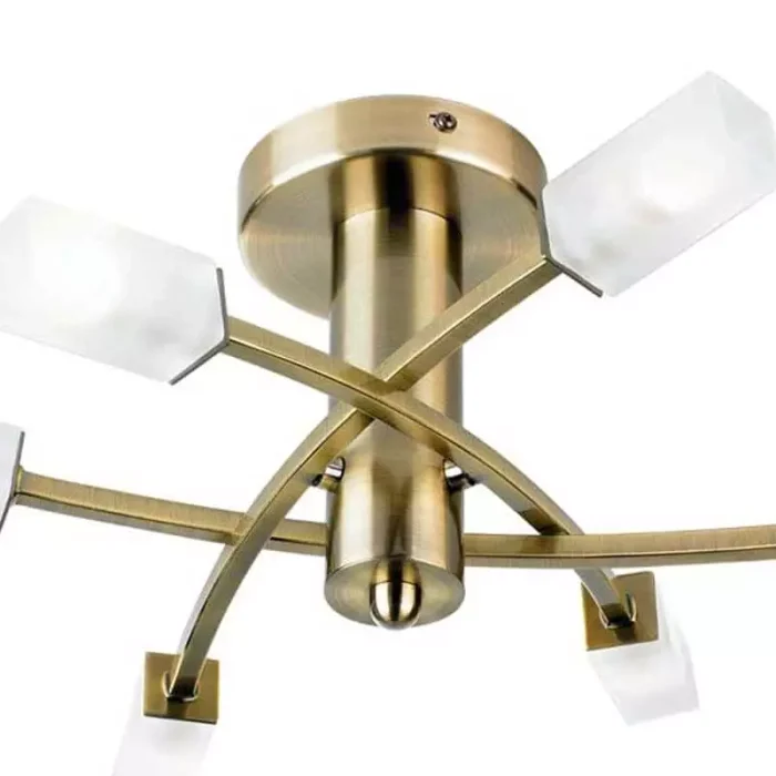 Antique Brass Ceiling Light With Tubular Shades