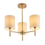 Antique Brass Semi Flush Pendant Light With White Shades