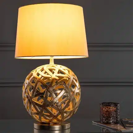 Antique Gold Silk Shade Table Lamp