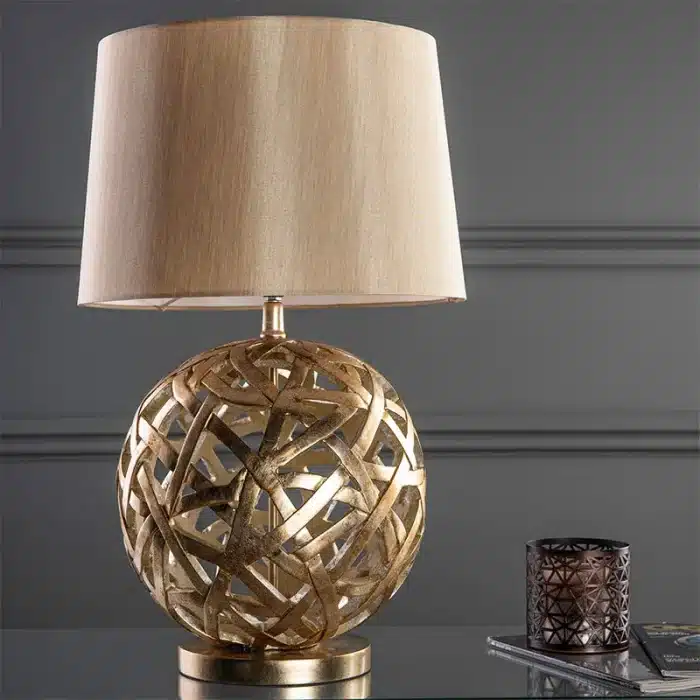 Antique Gold Silk Shade Table Lamp