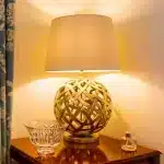 Antique Gold Silk Shade Table Lamp