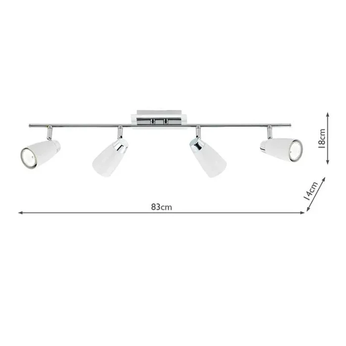 Bar Polished Chrome Ceiling Spotlight White