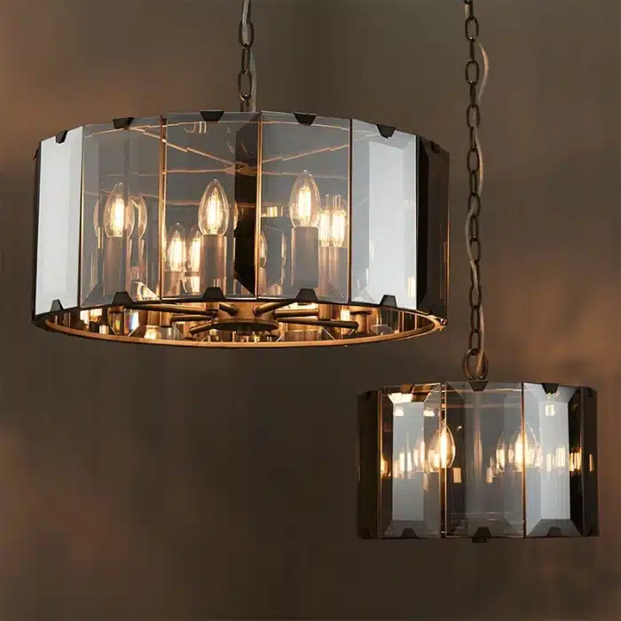 Bevelled Smoke Glass Pendant Light