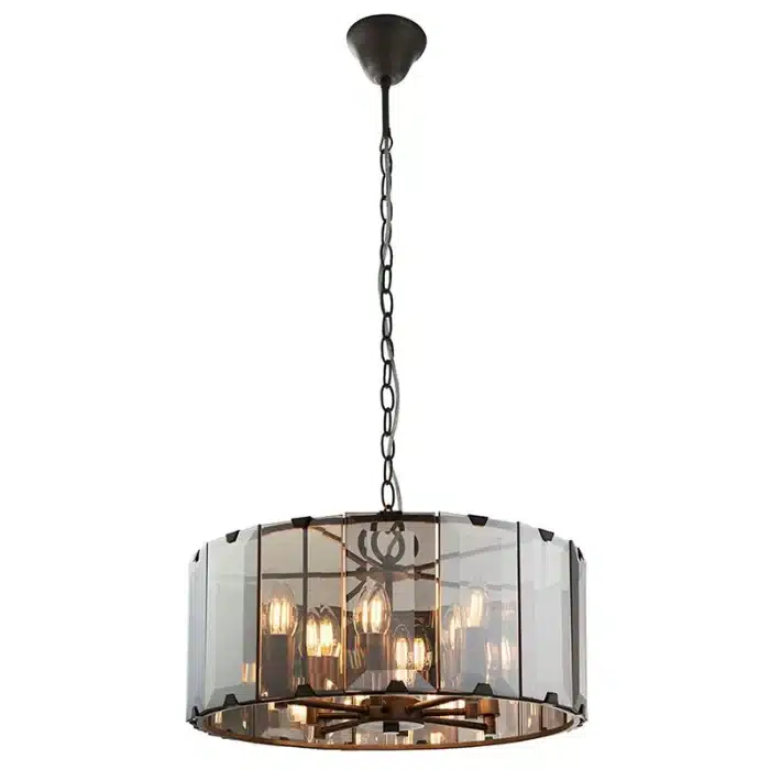 Bevelled Smoke Glass Pendant Light