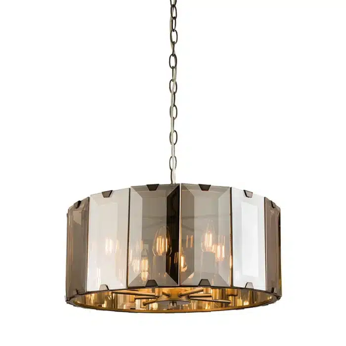 Bevelled Smoke Glass Pendant Light