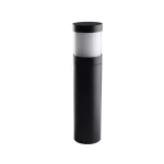 Black coated aluminium bollard light for garden