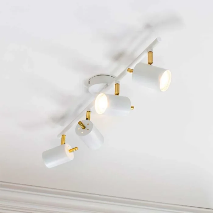 Brass Bar Ceiling Spotlight in White