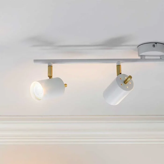 Brass Bar Ceiling Spotlight in White