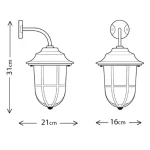 Nautical style brass down outdoor wall light for coastal areas