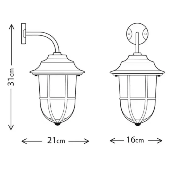 Nautical style brass down outdoor wall light for coastal areas