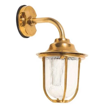 Nautical style brass down outdoor wall light for coastal areas