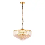 Brass Effect Large Pendant Light With Acrylic Crystal Droplets