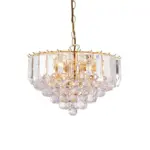 Brass Effect Medium Pendant Light With Acrylic Crystal Droplets