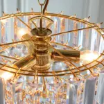 Brass Effect Medium Pendant Light With Acrylic Crystal Droplets