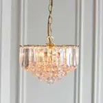 Brass Effect Pendant Light With Acrylic Crystal Droplets