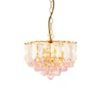 Brass Effect Pendant Light With Acrylic Crystal Droplets