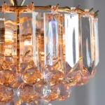 Brass Effect Pendant Light With Acrylic Crystal Droplets