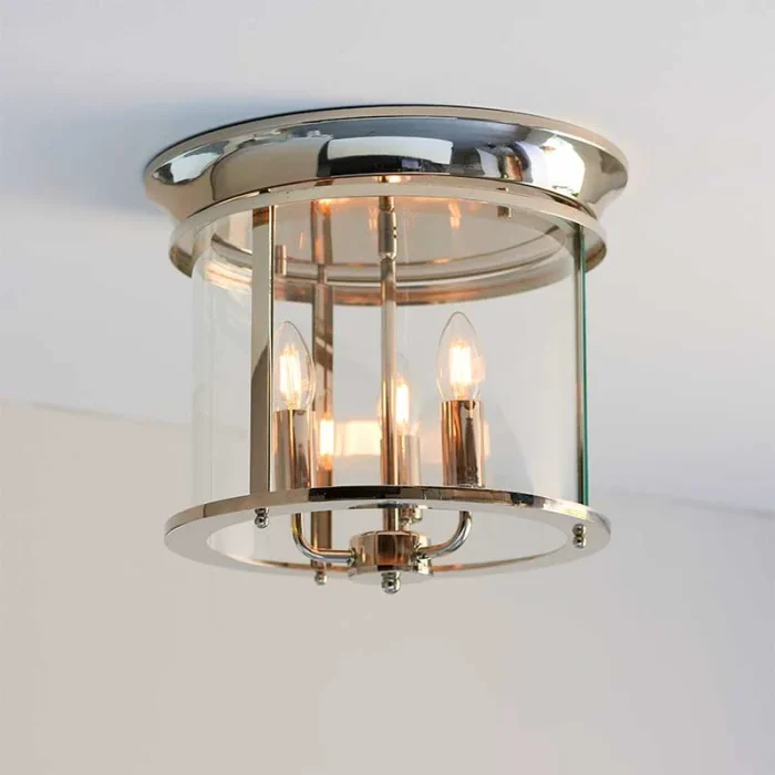 Bright Flush Nickel Glass Pendant Light