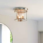 Bright Flush Nickel Glass Pendant Light