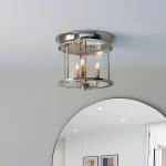 Bright Flush Nickel Glass Pendant Light