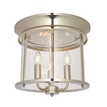 Bright Flush Nickel Glass Pendant Light