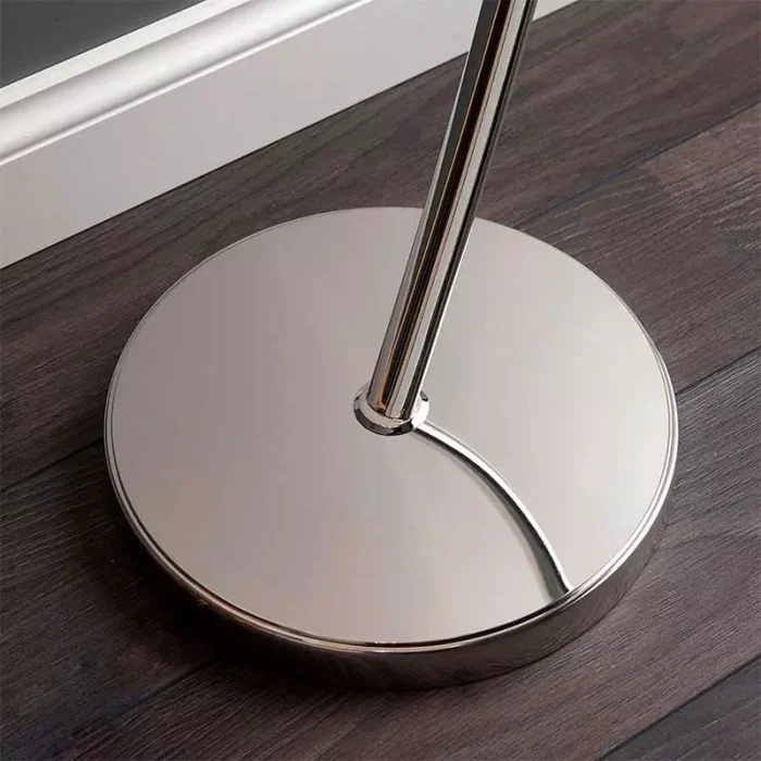 Arc floor lamp in bright nickel finish