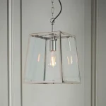 Bright Nickel Glass Box Hanging Light