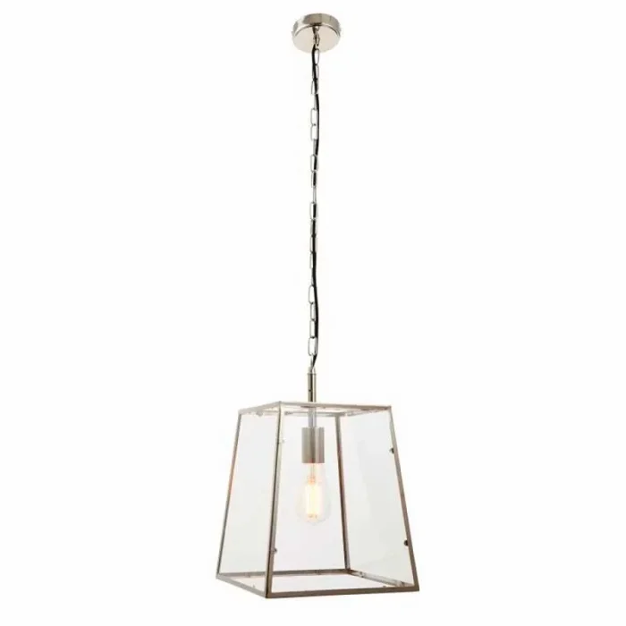 Bright Nickel Glass Box Hanging Light