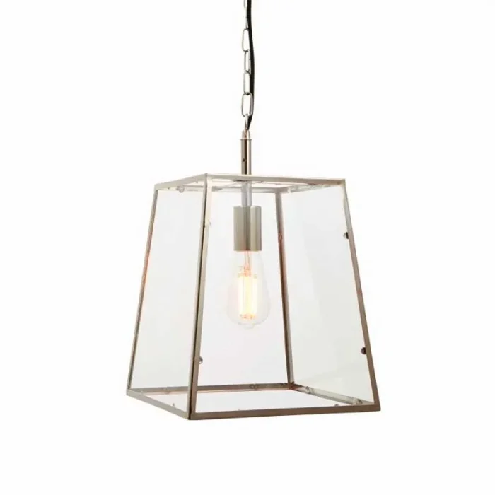 Bright Nickel Glass Box Hanging Light