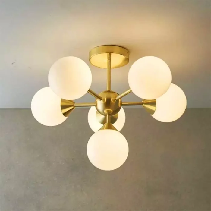 Brushed Brass Semi Flush Ceiling Light