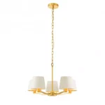 Brushed Gold Ceiling Light White Fabric