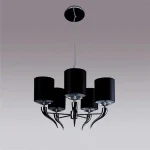 Chrome Chandelier Light With Black Shades