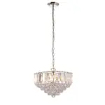 Chrome Effect Medium Pendant Light With Acrylic Crystal Droplets