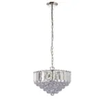 Chrome Effect Medium Pendant Light With Acrylic Crystal Droplets