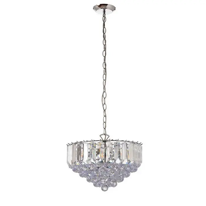 Chrome Effect Medium Pendant Light With Acrylic Crystal Droplets