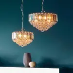 Chrome Effect Pendant Light With Acrylic Crystal Droplets