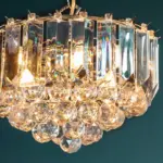 Chrome Effect Pendant Light With Acrylic Crystal Droplets